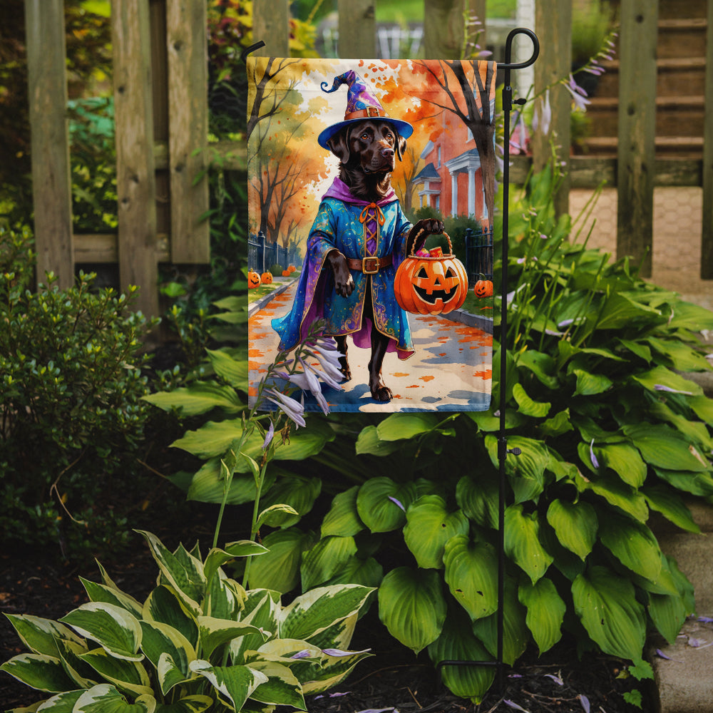 Chocolate Labrador Retriever Halloween Trick or Treat Garden Flag Mailbox Decorative Yard Banner Outside Patio Artwork for Flower Beds, Garden Size, Multicolor