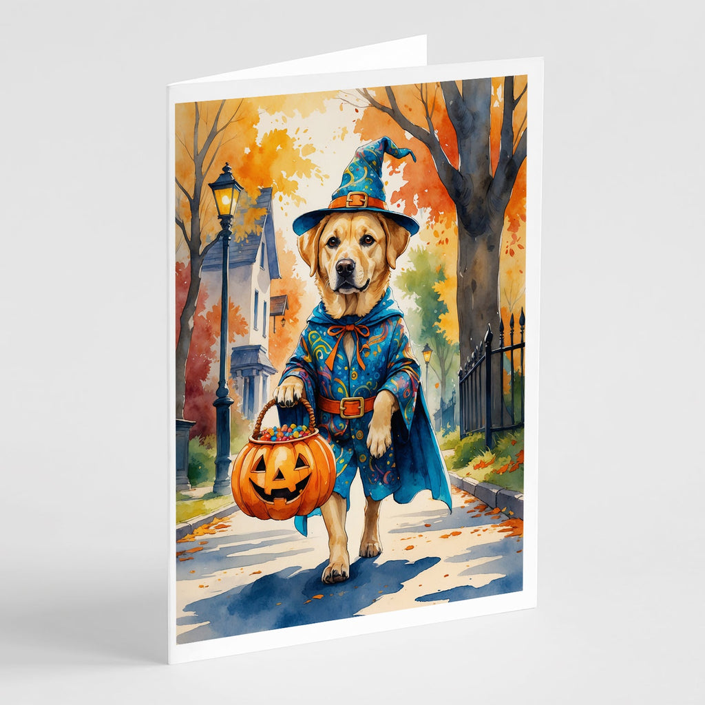 Yellow Labrador Retriever Halloween Trick or Treat Greeting Cards Pack of 8 Blank Cards with Envelopes Whimsical A7 Size 5x7