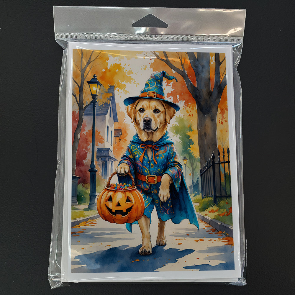 Yellow Labrador Retriever Halloween Trick or Treat Greeting Cards Pack of 8 Blank Cards with Envelopes Whimsical A7 Size 5x7