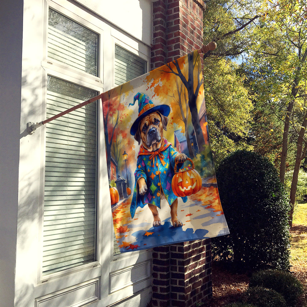 Mastiff Halloween Trick or Treat House Flag 28x40 Porch Sleeve Pole Decorative Outside Yard Banner Artwork Wall Hanging, Polyester