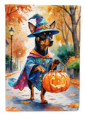Miniature Pinscher Halloween Trick or Treat Garden Flag Mailbox Decorative Yard Banner Outside Patio Artwork for Flower Beds, Garden Size, Multicolor