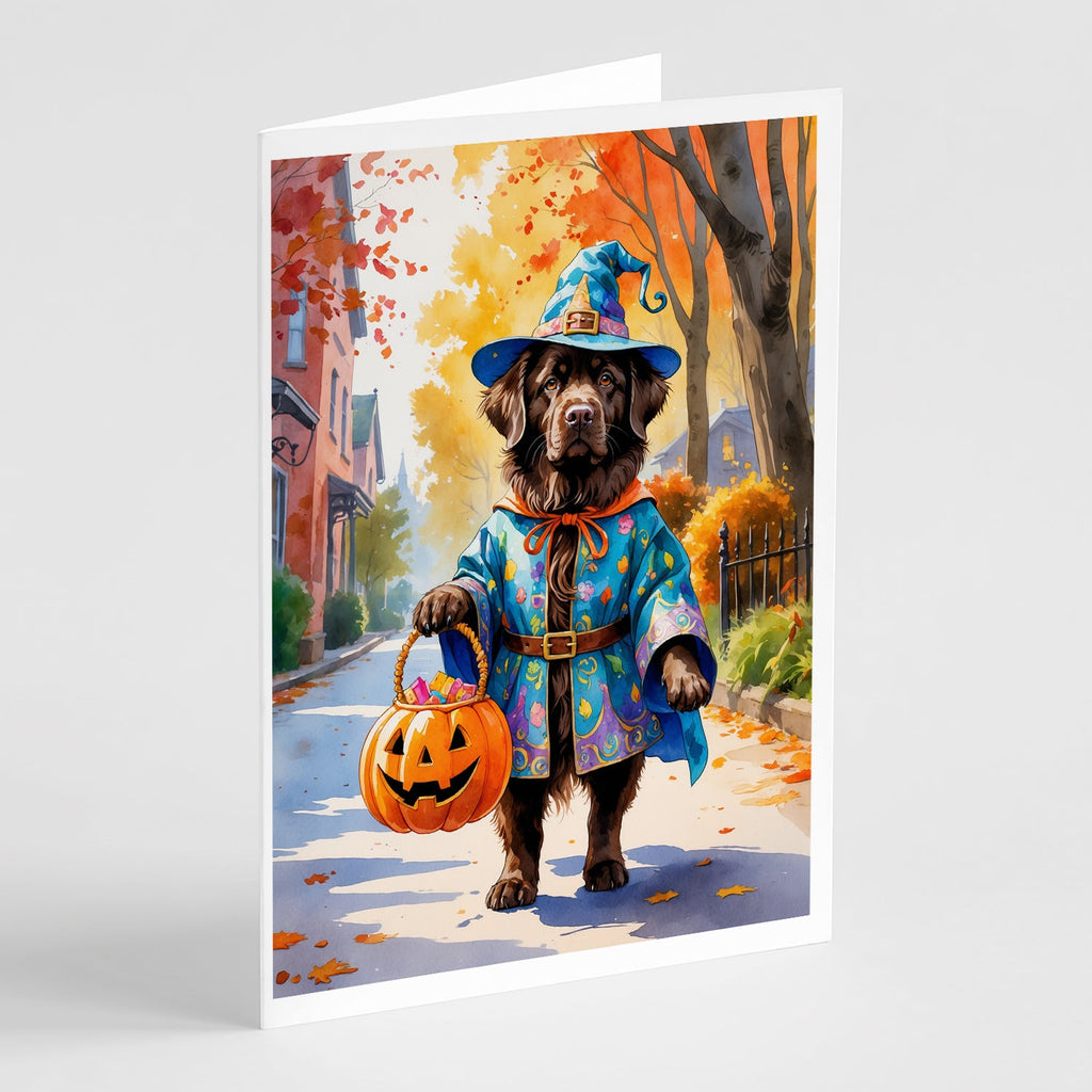 Chocolate Newfoundland Halloween Trick or Treat Greeting Cards Pack of 8 Blank Cards with Envelopes Whimsical A7 Size 5x7