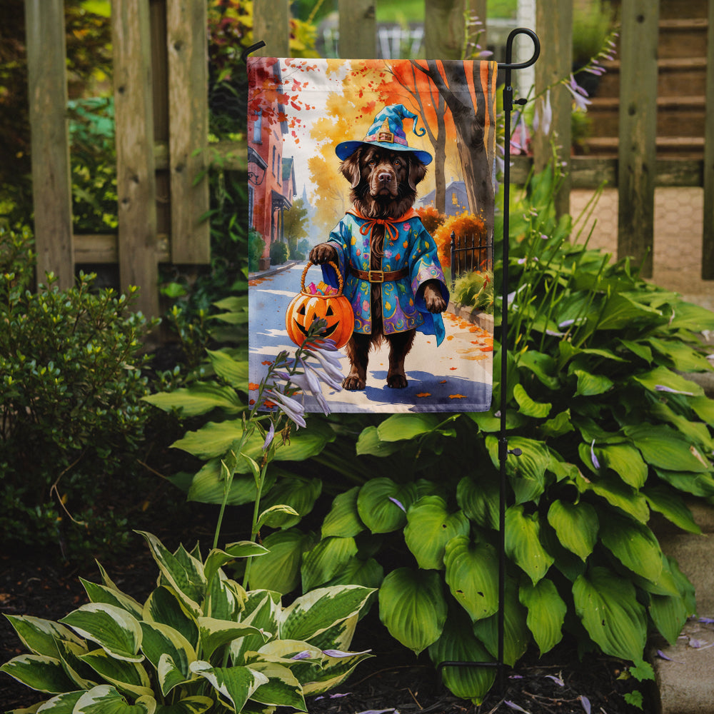 Chocolate Newfoundland Halloween Trick or Treat Garden Flag Mailbox Decorative Yard Banner Outside Patio Artwork for Flower Beds, Garden Size, Multicolor