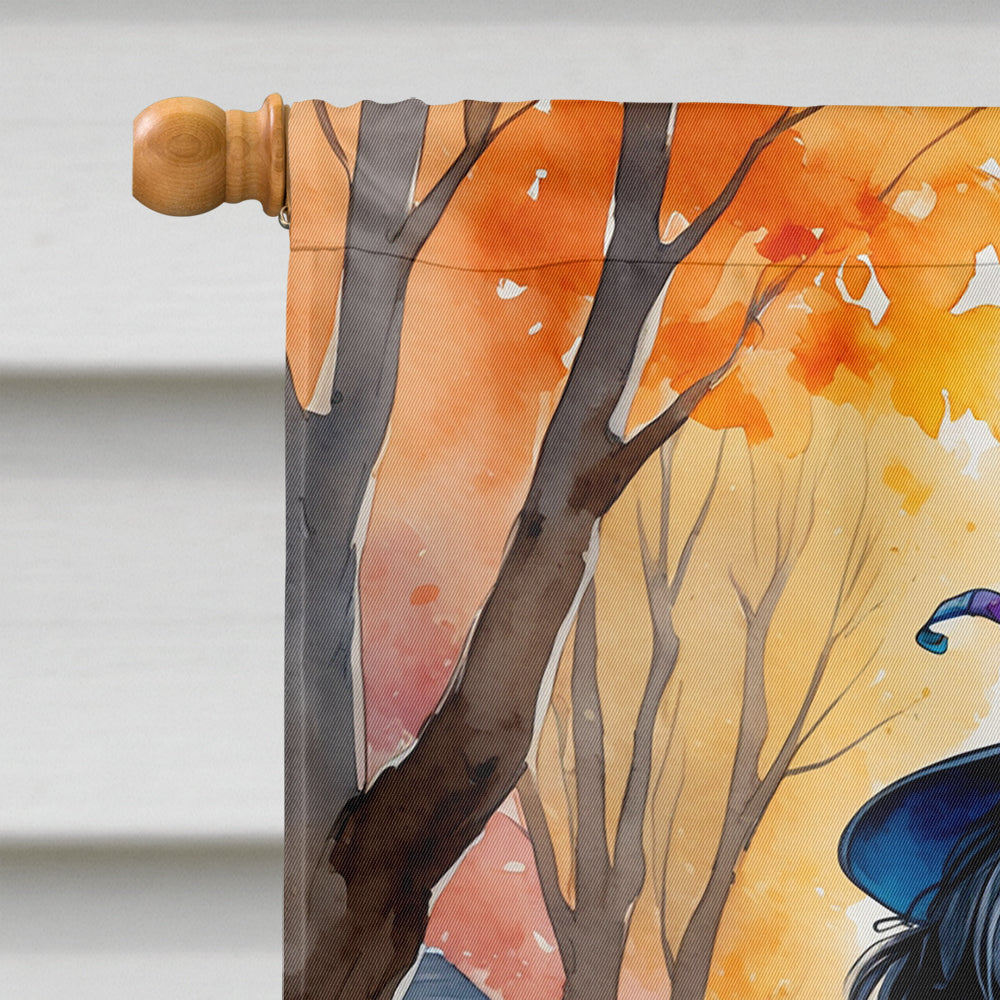 Black Poodle Halloween Trick or Treat House Flag 28x40 Porch Sleeve Pole Decorative Outside Yard Banner Artwork Wall Hanging, Polyester