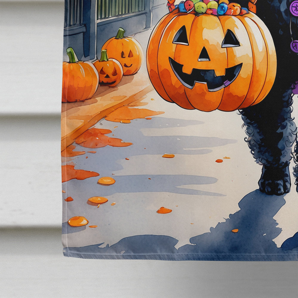 Black Poodle Halloween Trick or Treat House Flag 28x40 Porch Sleeve Pole Decorative Outside Yard Banner Artwork Wall Hanging, Polyester