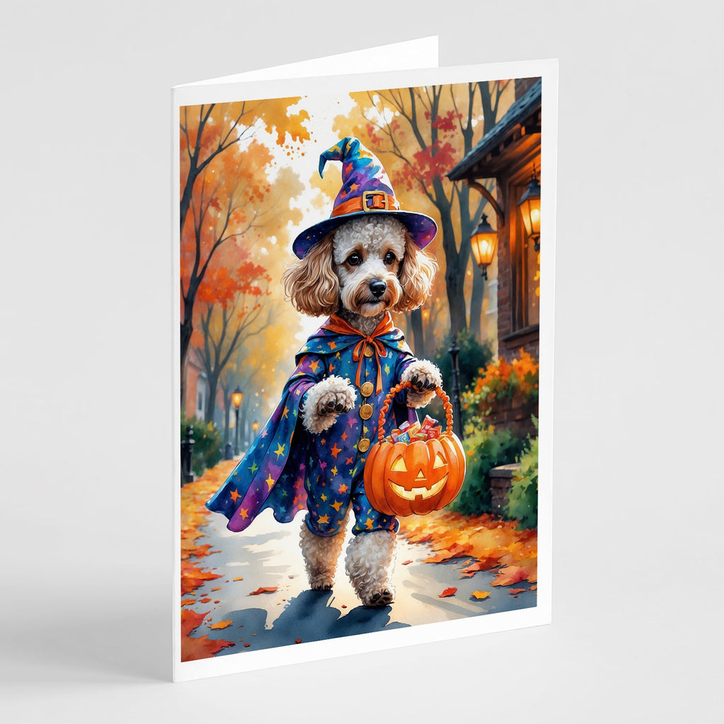 Poodle Halloween Trick or Treat Greeting Cards Pack of 8 Blank Cards with Envelopes Whimsical A7 Size 5x7