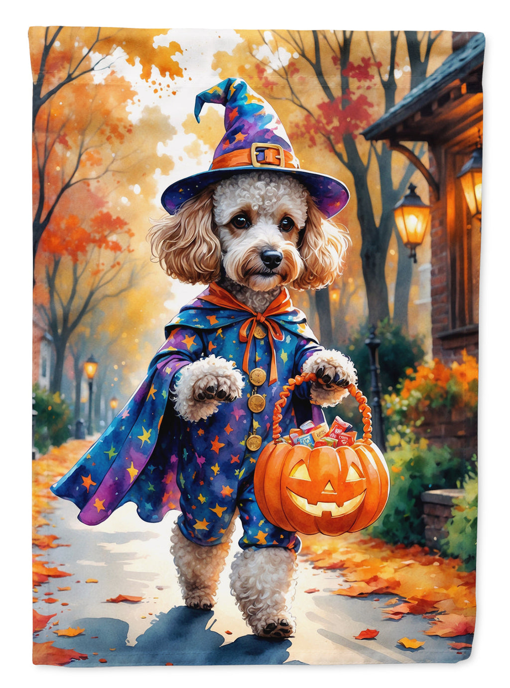 Poodle Halloween Trick or Treat Garden Flag Mailbox Decorative Yard Banner Outside Patio Artwork for Flower Beds, Garden Size, Multicolor