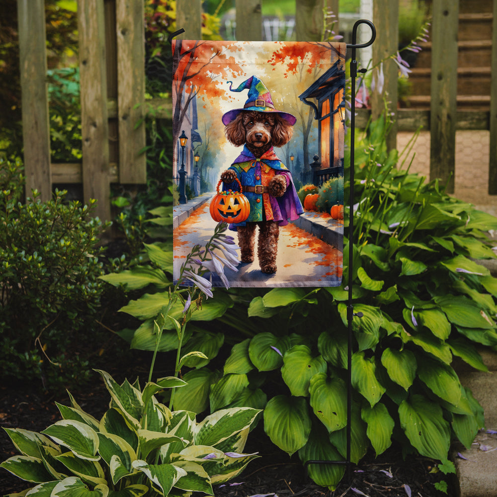 Chocolate Poodle Halloween Trick or Treat Garden Flag Mailbox Decorative Yard Banner Outside Patio Artwork for Flower Beds, Garden Size, Multicolor