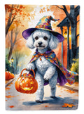 White Poodle Halloween Trick or Treat Garden Flag Mailbox Decorative Yard Banner Outside Patio Artwork for Flower Beds, Garden Size, Multicolor
