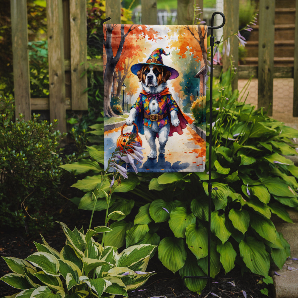 Saint Bernard Halloween Trick or Treat Garden Flag Mailbox Decorative Yard Banner Outside Patio Artwork for Flower Beds, Garden Size, Multicolor