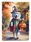 Samoyed Halloween Trick or Treat Garden Flag Mailbox Decorative Yard Banner Outside Patio Artwork for Flower Beds, Garden Size, Multicolor