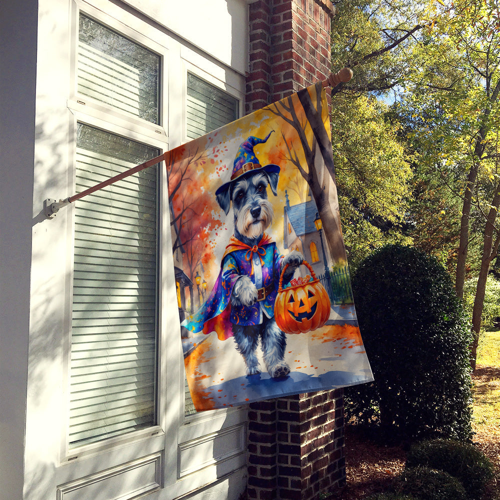 Schnauzer Halloween Trick or Treat House Flag 28x40 Porch Sleeve Pole Decorative Outside Yard Banner Artwork Wall Hanging, Polyester