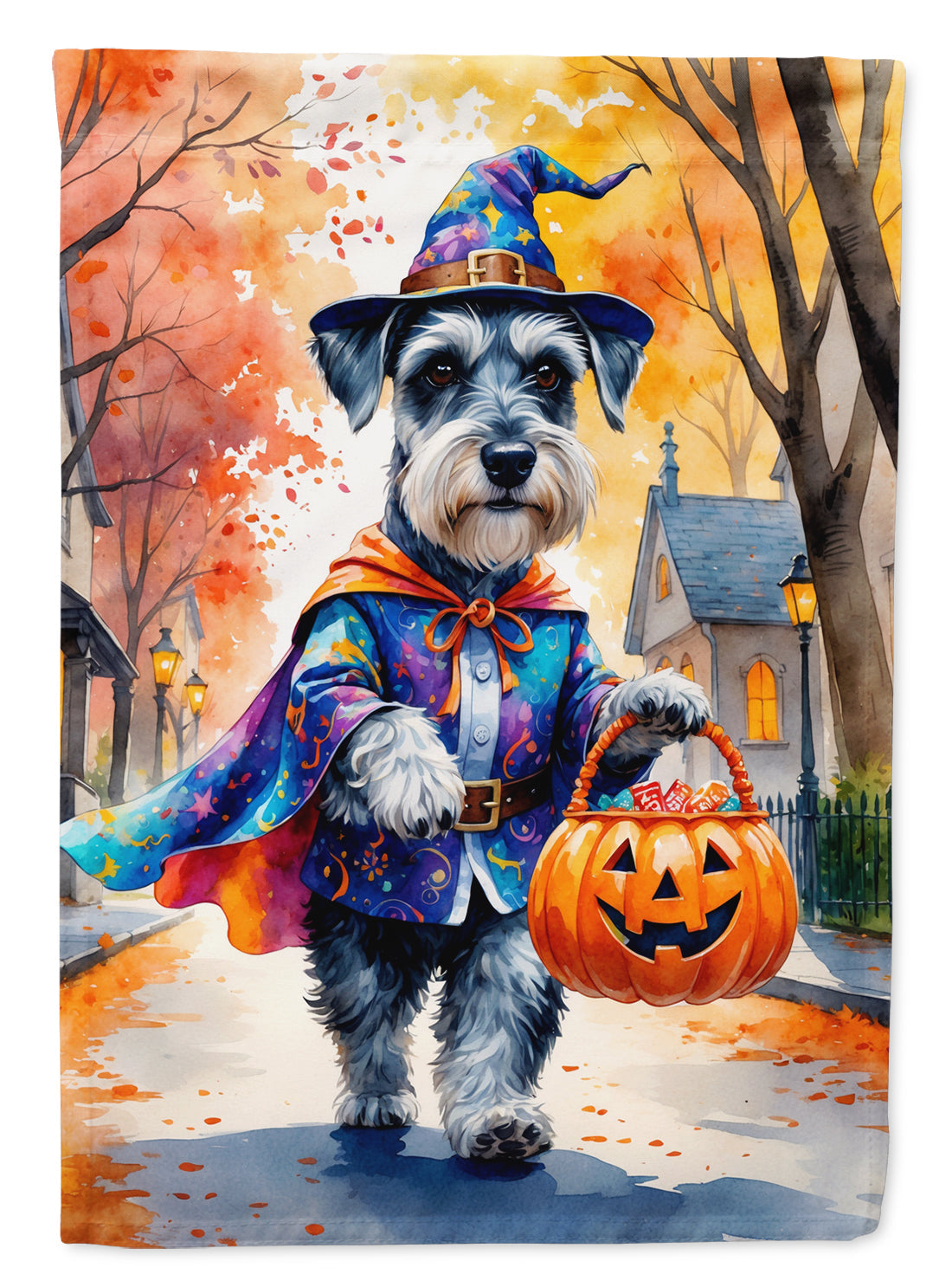 Schnauzer Halloween Trick or Treat Garden Flag Mailbox Decorative Yard Banner Outside Patio Artwork for Flower Beds, Garden Size, Multicolor