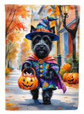 Scottish Terrier Halloween Trick or Treat House Flag 28x40 Porch Sleeve Pole Decorative Outside Yard Banner Artwork Wall Hanging, Polyester