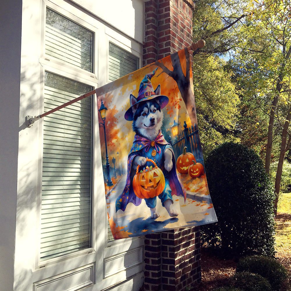 Siberian Husky Halloween Trick or Treat House Flag 28x40 Porch Sleeve Pole Decorative Outside Yard Banner Artwork Wall Hanging, Polyester