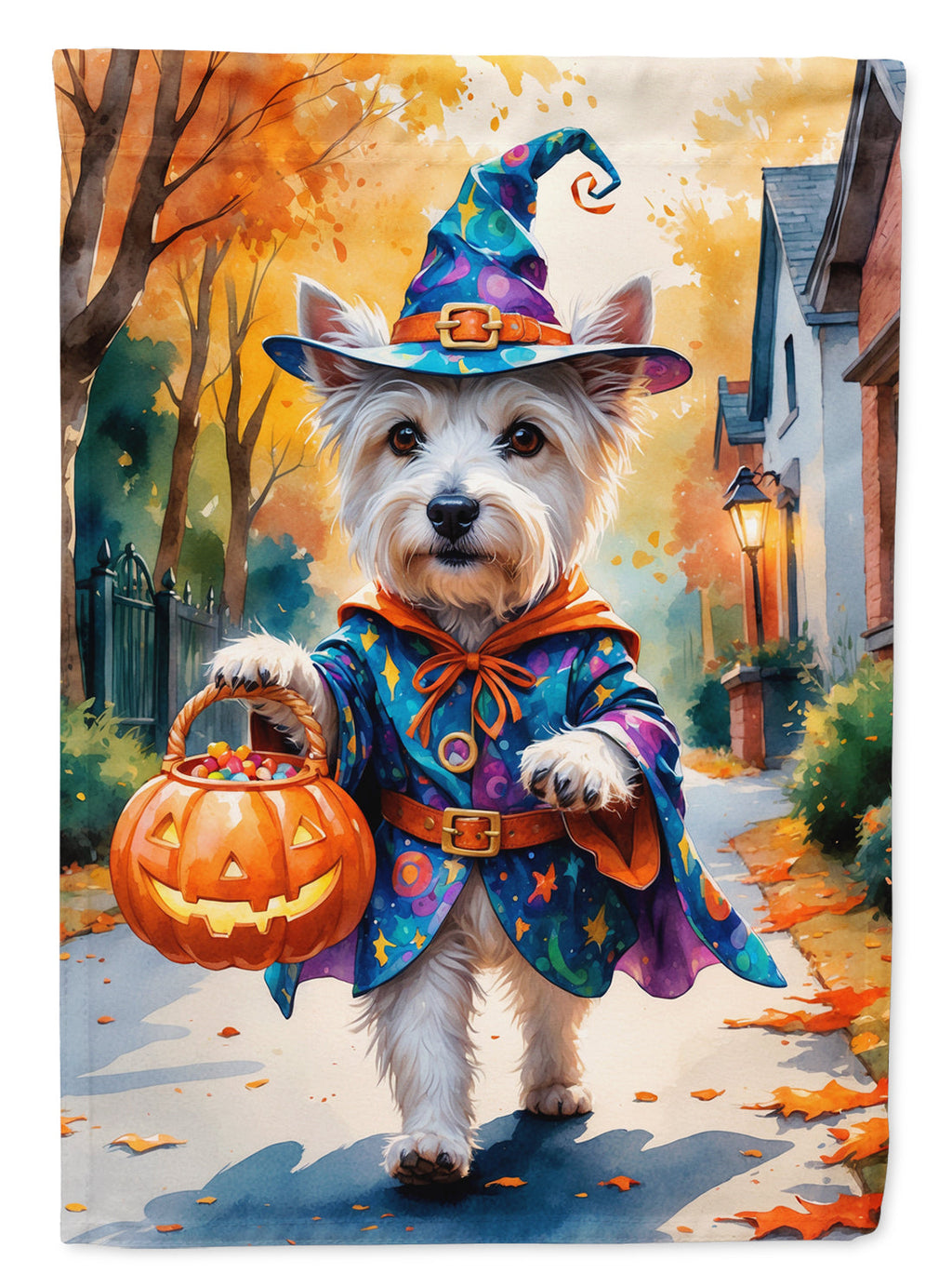 Westie Halloween Trick or Treat Garden Flag Mailbox Decorative Yard Banner Outside Patio Artwork for Flower Beds, Garden Size, Multicolor