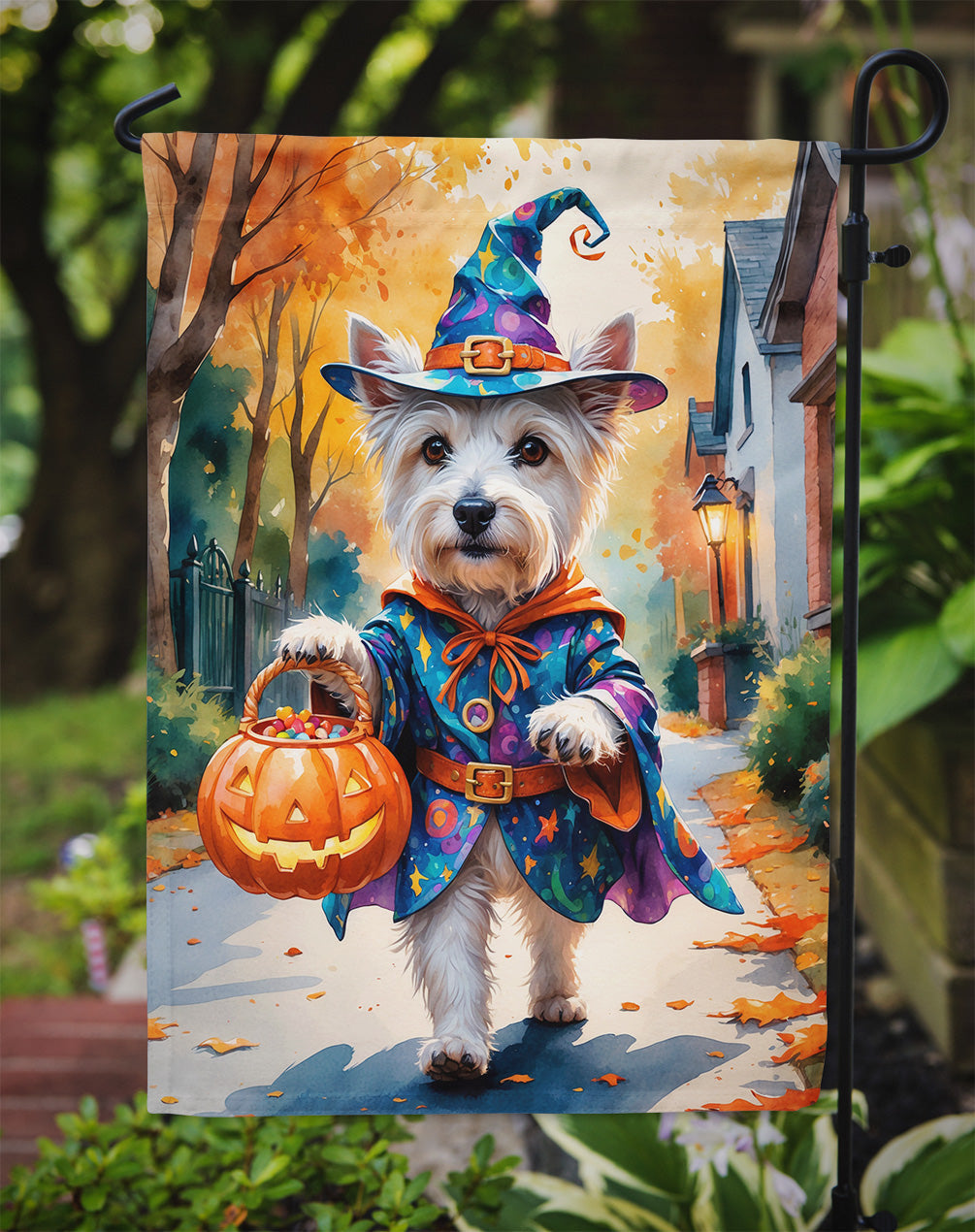 Westie Halloween Trick or Treat Garden Flag Mailbox Decorative Yard Banner Outside Patio Artwork for Flower Beds, Garden Size, Multicolor