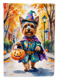 Yorkshire Terrier Yorkie Halloween Trick or Treat House Flag 28x40 Porch Sleeve Pole Decorative Outside Yard Banner Artwork Wall Hanging, Polyester