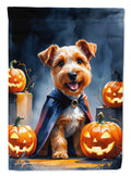 Airedale Terrier Puppy Halloween House Flag 28x40 Porch Sleeve Pole Decorative Outside Yard Banner Artwork Wall Hanging, Polyester