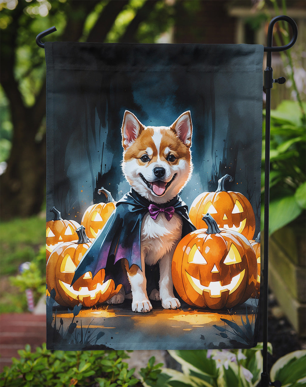 Akita Puppy Halloween Garden Flag Mailbox Decorative Yard Banner Outside Patio Artwork for Flower Beds, Garden Size, Multicolor