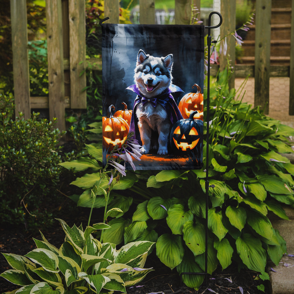 Alaskan Malamute Puppy Halloween Garden Flag Mailbox Decorative Yard Banner Outside Patio Artwork for Flower Beds, Garden Size, Multicolor