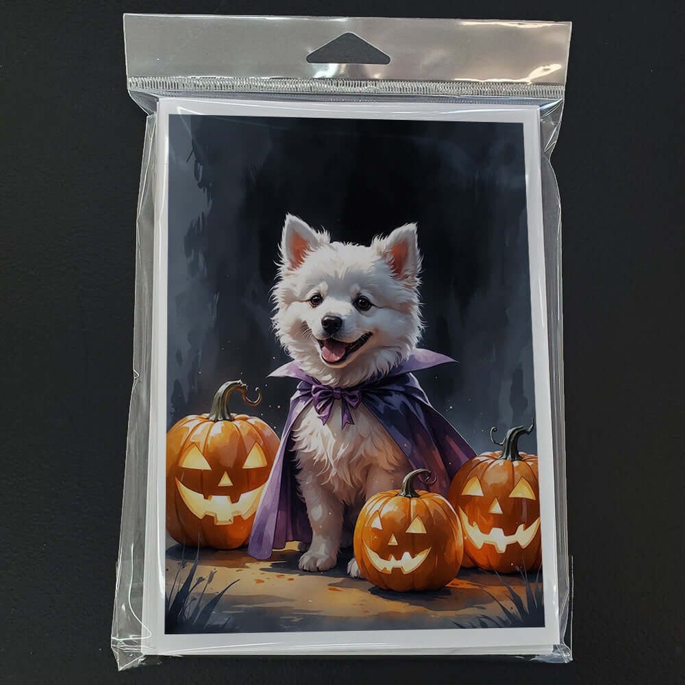American Eskimo Puppy Halloween Greeting Cards Pack of 8 Blank Cards with Envelopes Whimsical A7 Size 5x7