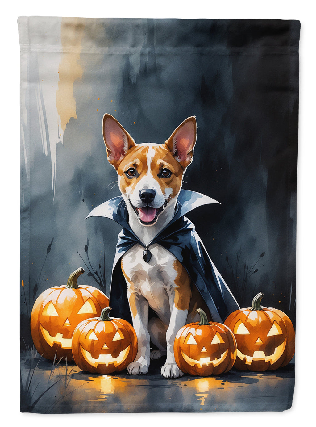 Basenji Puppy Halloween House Flag 28x40 Porch Sleeve Pole Decorative Outside Yard Banner Artwork Wall Hanging, Polyester