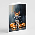 Basenji Puppy Halloween Greeting Cards Pack of 8 Blank Cards with Envelopes Whimsical A7 Size 5x7