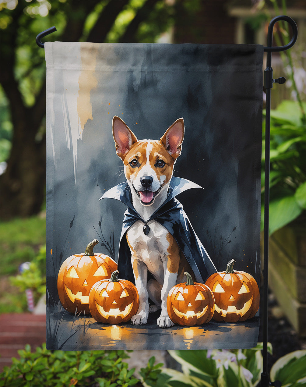 Basenji Puppy Halloween Garden Flag Mailbox Decorative Yard Banner Outside Patio Artwork for Flower Beds, Garden Size, Multicolor