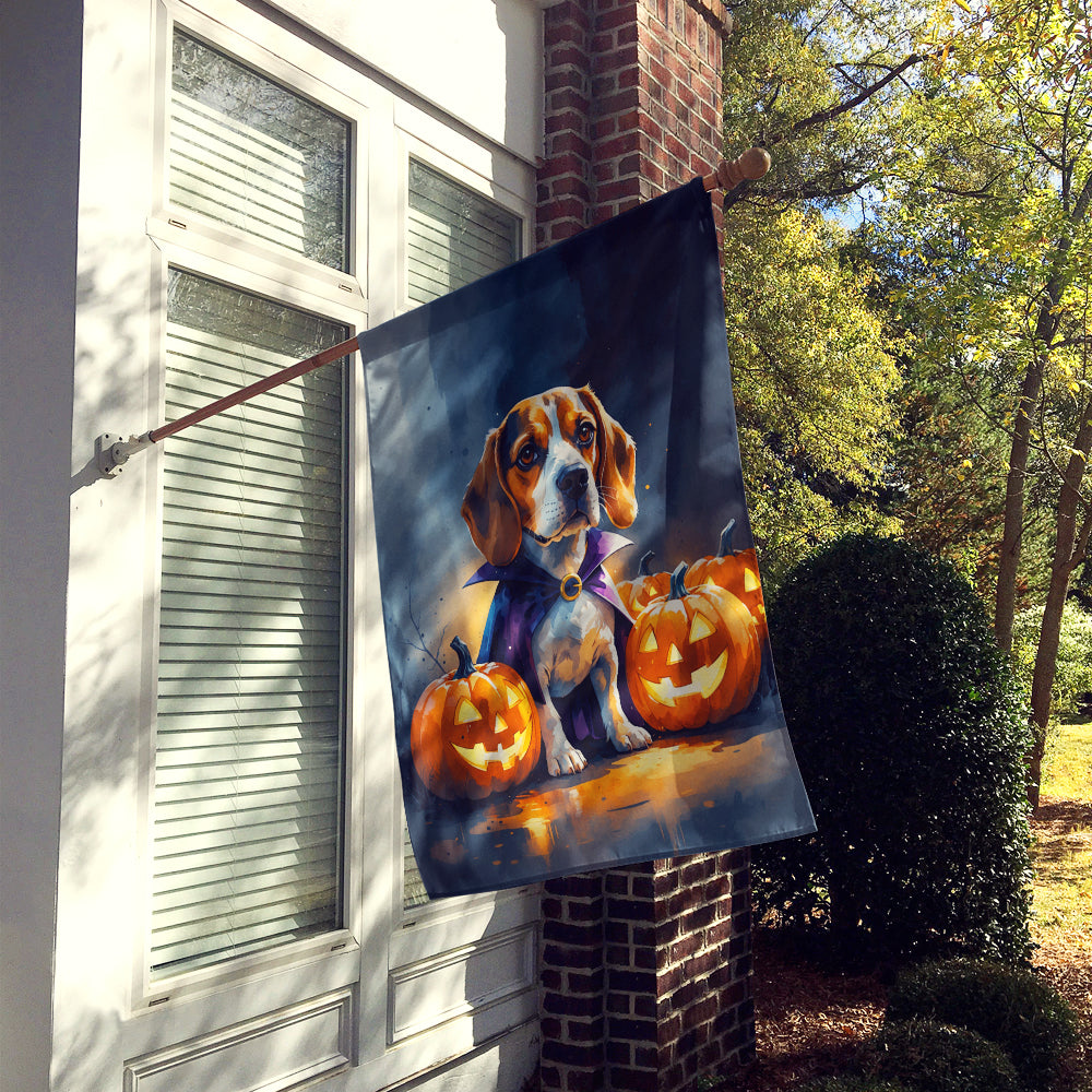 Beagle Puppy Halloween House Flag 28x40 Porch Sleeve Pole Decorative Outside Yard Banner Artwork Wall Hanging, Polyester
