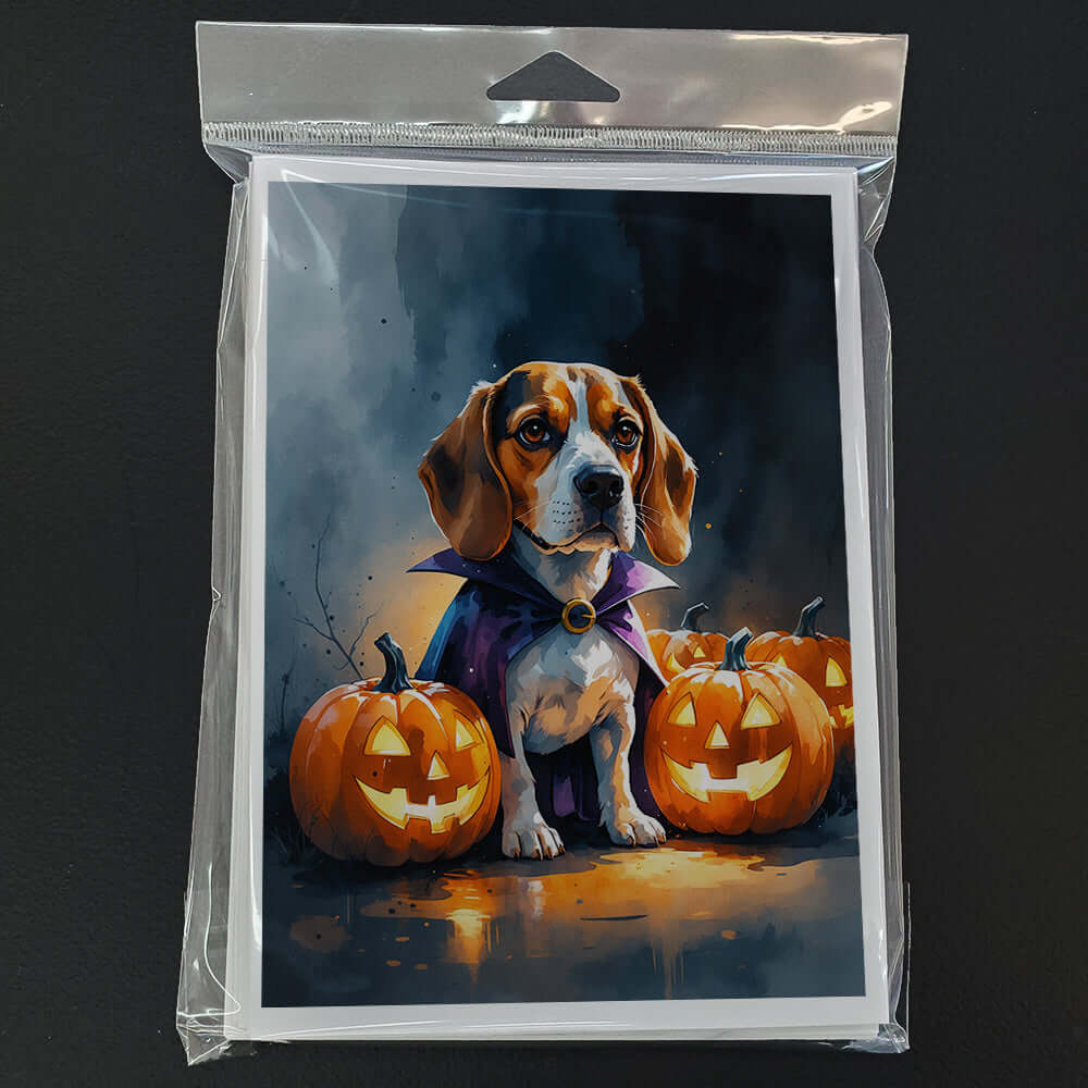 Beagle Puppy Halloween Greeting Cards Pack of 8 Blank Cards with Envelopes Whimsical A7 Size 5x7