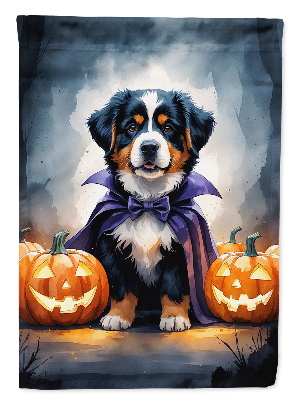 Bernese Mountain Dog Puppy Halloween Garden Flag Mailbox Decorative Yard Banner Outside Patio Artwork for Flower Beds, Garden Size, Multicolor