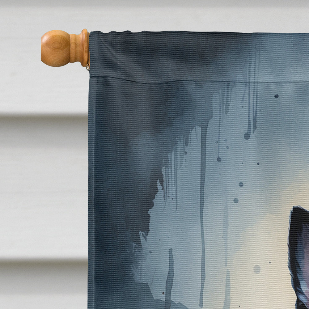 Boston Terrier Puppy Halloween House Flag 28x40 Porch Sleeve Pole Decorative Outside Yard Banner Artwork Wall Hanging, Polyester