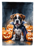 Boxer Puppy Halloween House Flag 28x40 Porch Sleeve Pole Decorative Outside Yard Banner Artwork Wall Hanging, Polyester