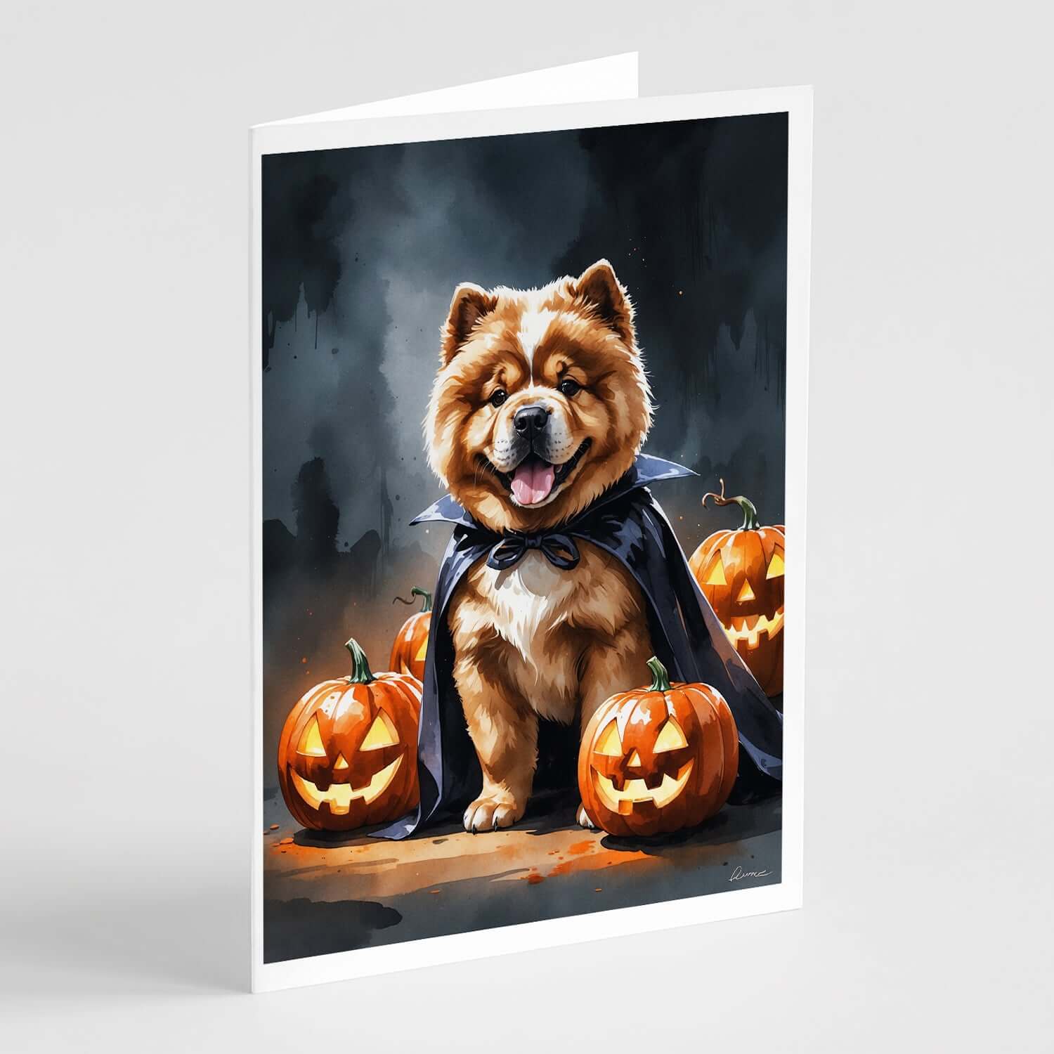 Chow Chow Puppy Halloween Greeting Cards Pack of 8 Blank Cards with Envelopes Whimsical A7 Size 5x7