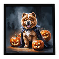 Chow Chow Puppy Halloween Framed Metal Print Bathroom, Kitchen, Office, Home Decor Wall Art Ready to Hang, Square, 8X8