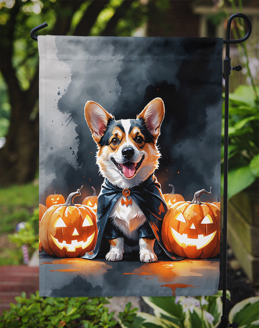 Corgi Puppy Halloween Garden Flag Mailbox Decorative Yard Banner Outside Patio Artwork for Flower Beds, Garden Size, Multicolor