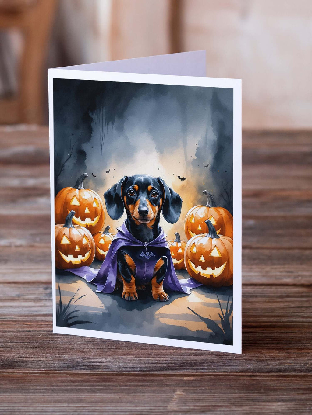 Dachshund Puppy Halloween Greeting Cards Pack of 8 Blank Cards with Envelopes Whimsical A7 Size 5x7