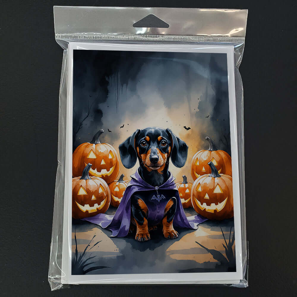 Dachshund Puppy Halloween Greeting Cards Pack of 8 Blank Cards with Envelopes Whimsical A7 Size 5x7
