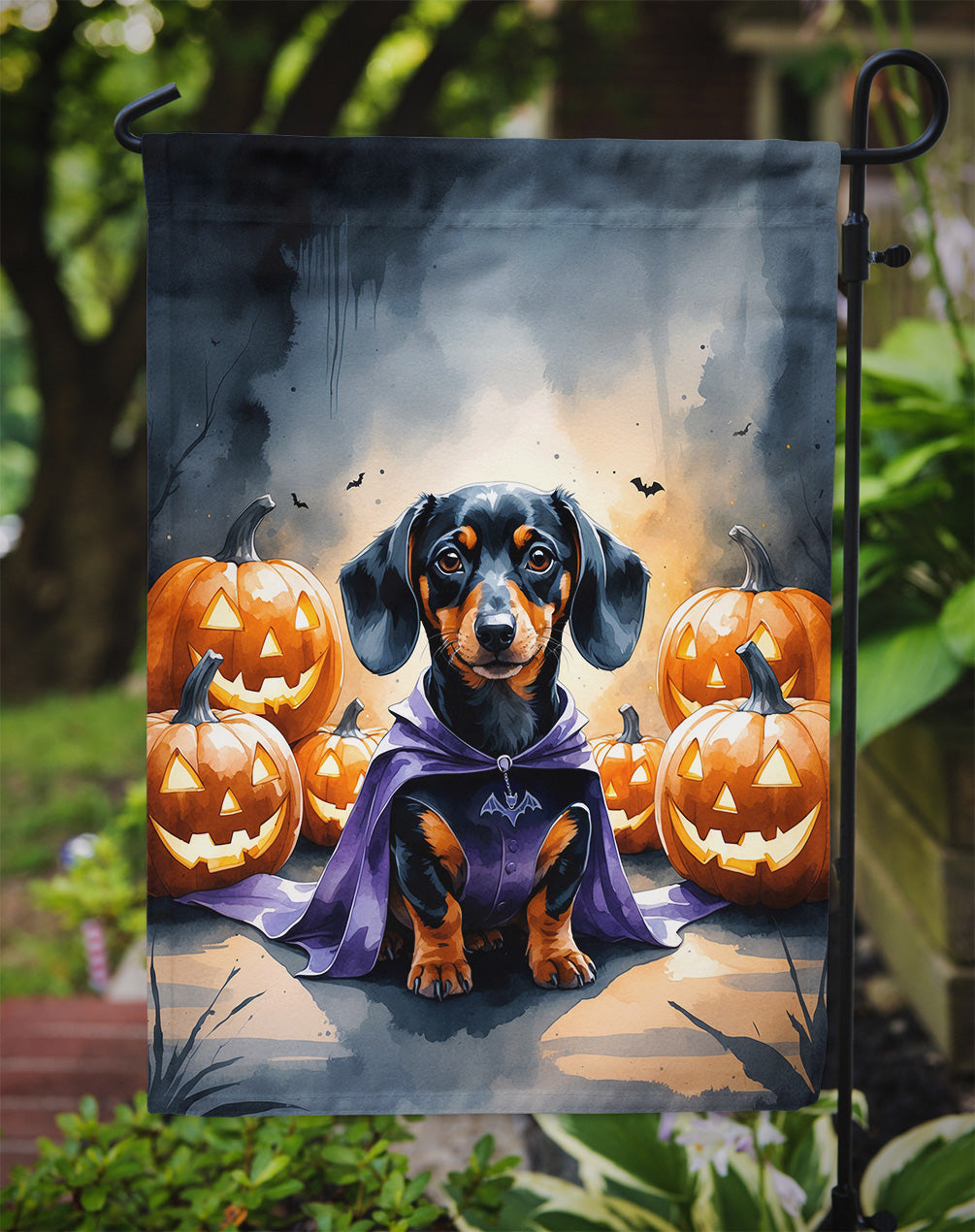 Dachshund Puppy Halloween Garden Flag Mailbox Decorative Yard Banner Outside Patio Artwork for Flower Beds, Garden Size, Multicolor