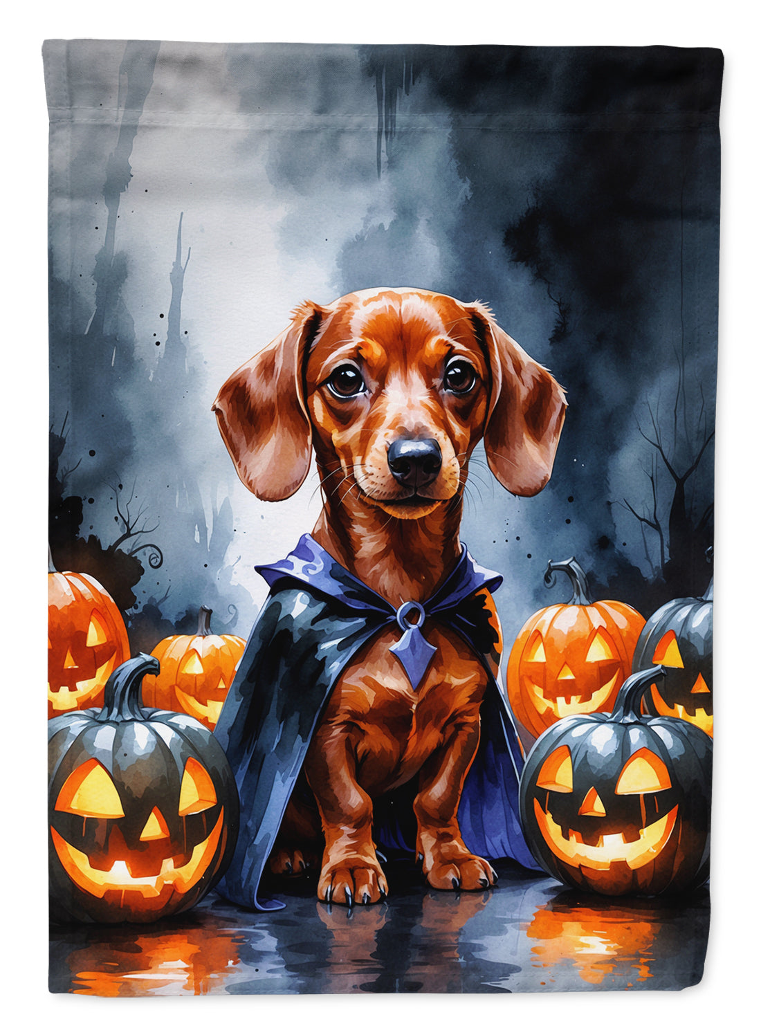 Red Dachshund Puppy Halloween Garden Flag Mailbox Decorative Yard Banner Outside Patio Artwork for Flower Beds, Garden Size, Multicolor