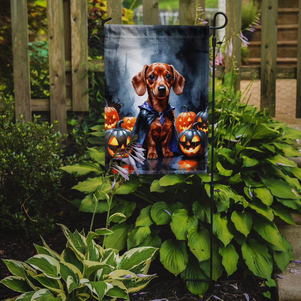 Red Dachshund Puppy Halloween Garden Flag Mailbox Decorative Yard Banner Outside Patio Artwork for Flower Beds, Garden Size, Multicolor