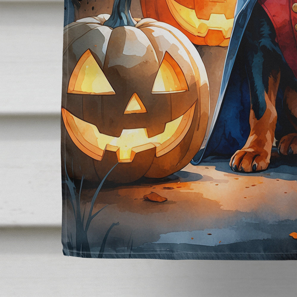 Doberman Pinscher Puppy Halloween House Flag 28x40 Porch Sleeve Pole Decorative Outside Yard Banner Artwork Wall Hanging, Polyester