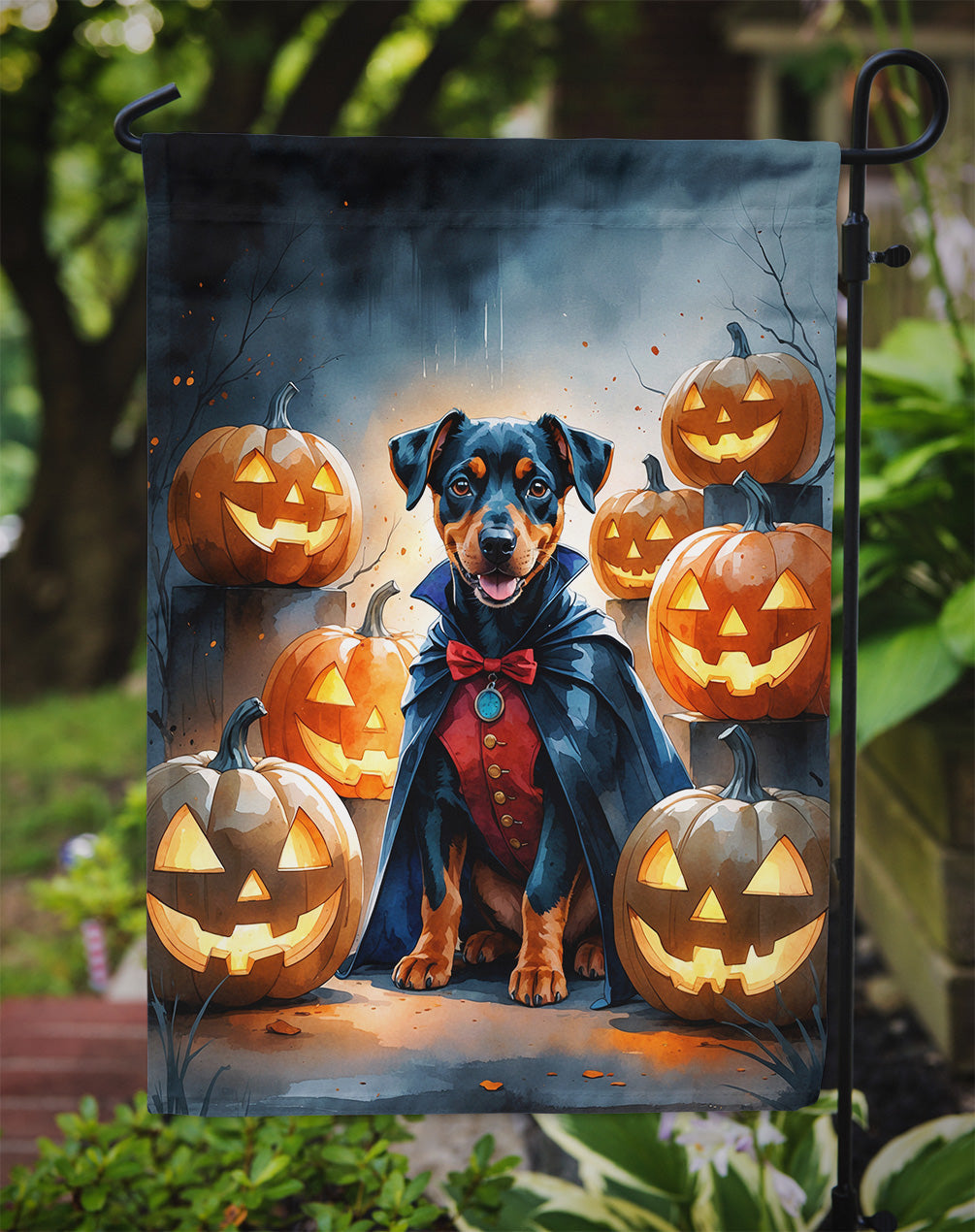Doberman Pinscher Puppy Halloween Garden Flag Mailbox Decorative Yard Banner Outside Patio Artwork for Flower Beds, Garden Size, Multicolor