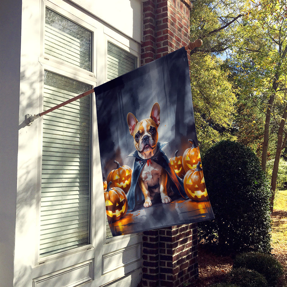 French Bulldog Puppy Halloween House Flag 28x40 Porch Sleeve Pole Decorative Outside Yard Banner Artwork Wall Hanging, Polyester
