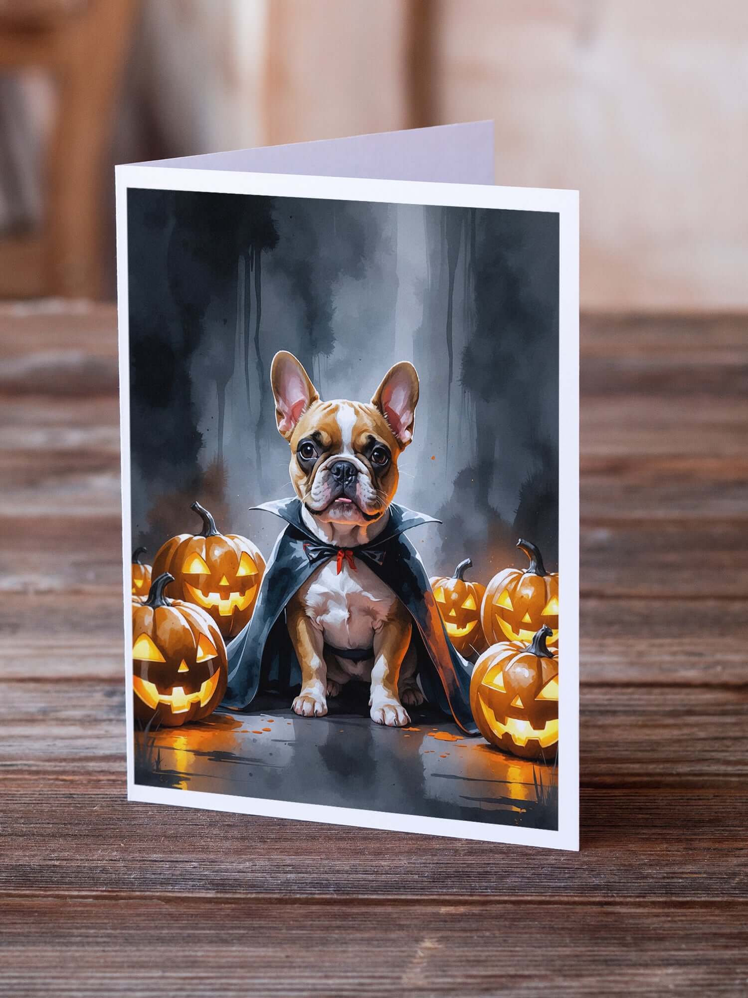 French Bulldog Puppy Halloween Greeting Cards Pack of 8 Blank Cards with Envelopes Whimsical A7 Size 5x7