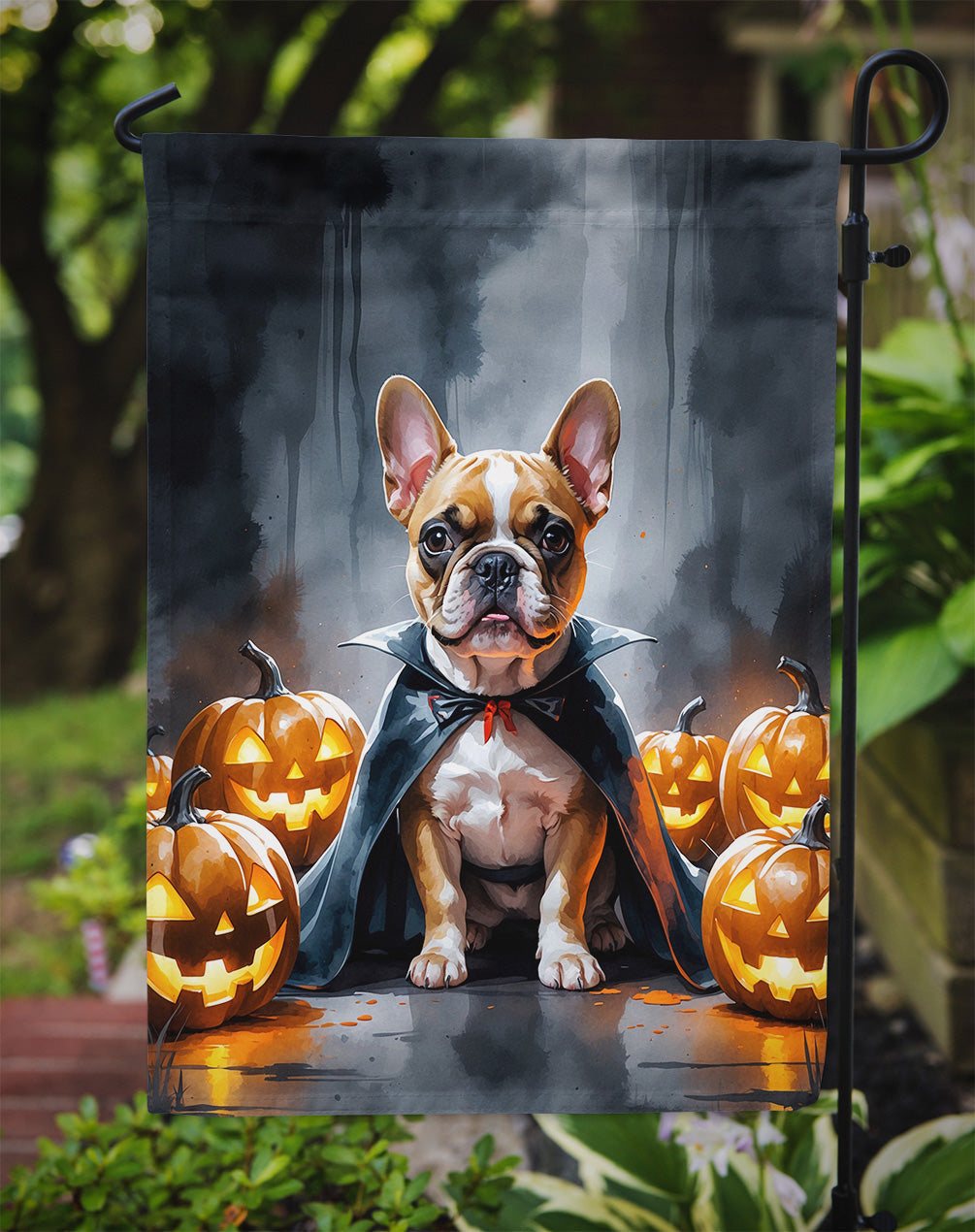French Bulldog Puppy Halloween Garden Flag Mailbox Decorative Yard Banner Outside Patio Artwork for Flower Beds, Garden Size, Multicolor