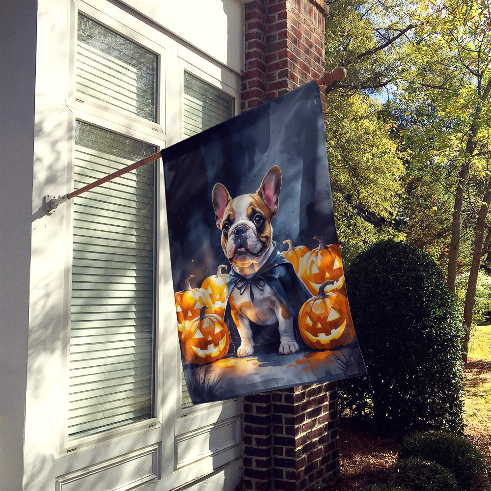 French Bulldog Puppy Halloween House Flag 28x40 Porch Sleeve Pole Decorative Outside Yard Banner Artwork Wall Hanging, Polyester