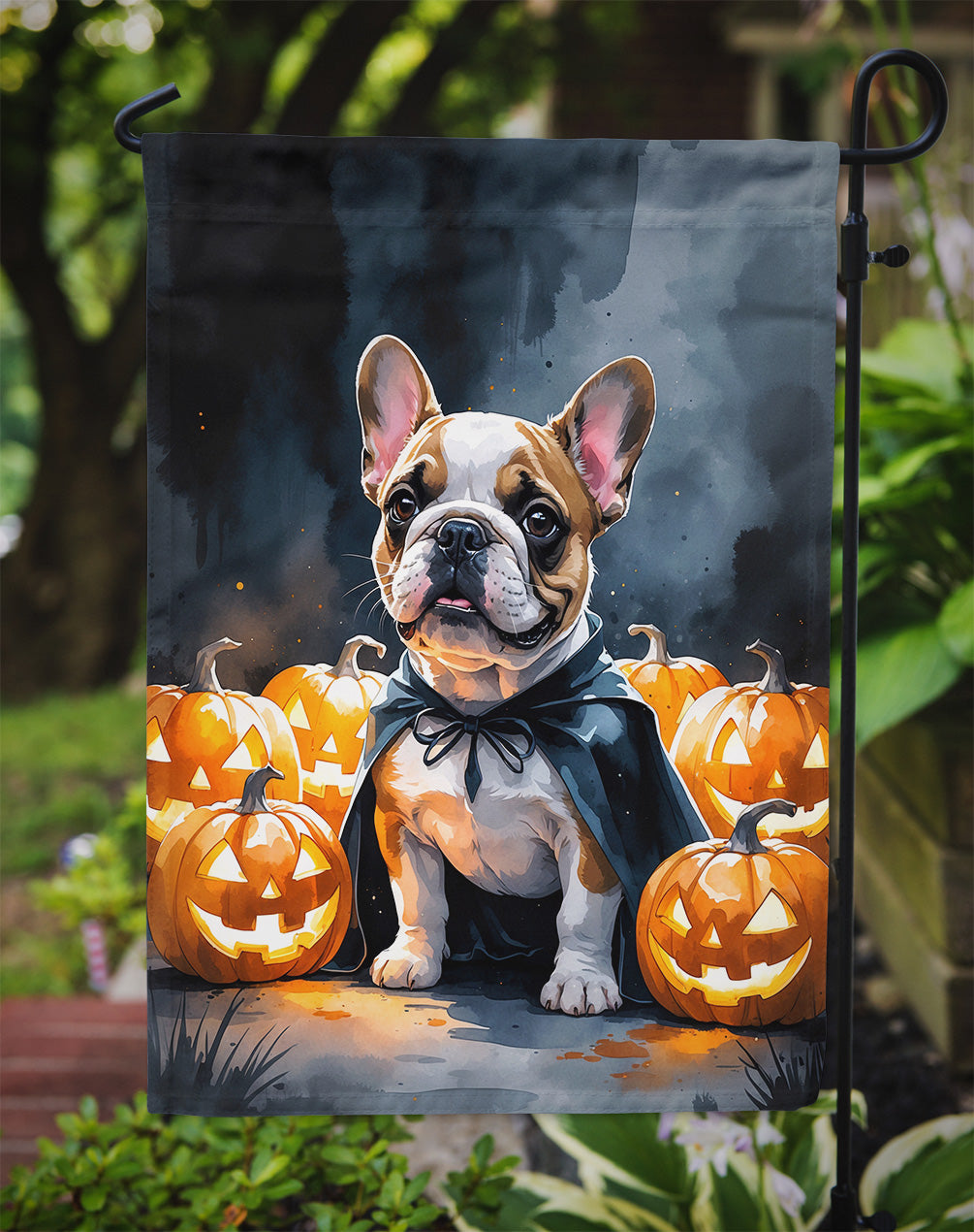 French Bulldog Puppy Halloween Garden Flag Mailbox Decorative Yard Banner Outside Patio Artwork for Flower Beds, Garden Size, Multicolor