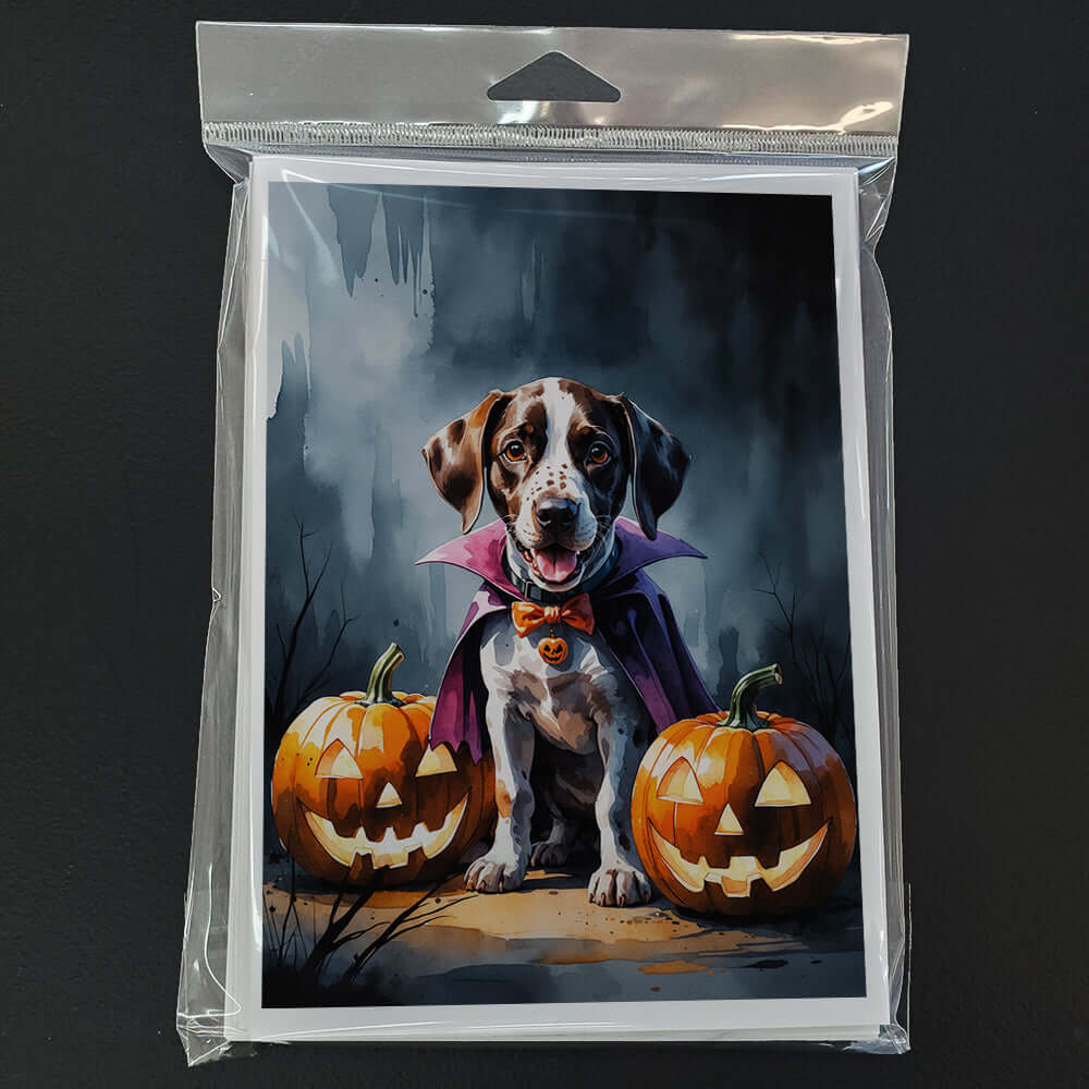 German Shorthaired Pointer Puppy Halloween Greeting Cards Pack of 8 Blank Cards with Envelopes Whimsical A7 Size 5x7